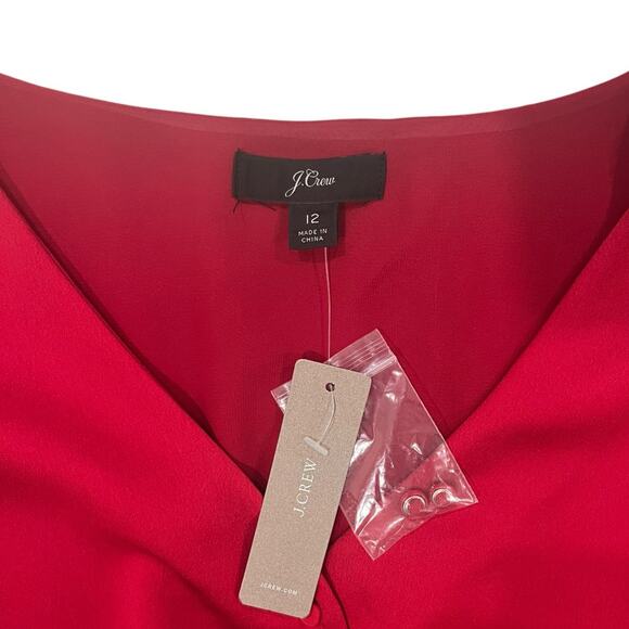 NWT J. Crew Long Sleeve Peplum Top in Satin-Crepe Festive Red Size 12 - Picture 5 of 7